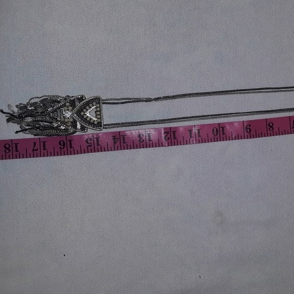 Stella & Dot Chiara Necklace Leather Backed Pendant w/Neutral Sparkle - Picture 9 of 12